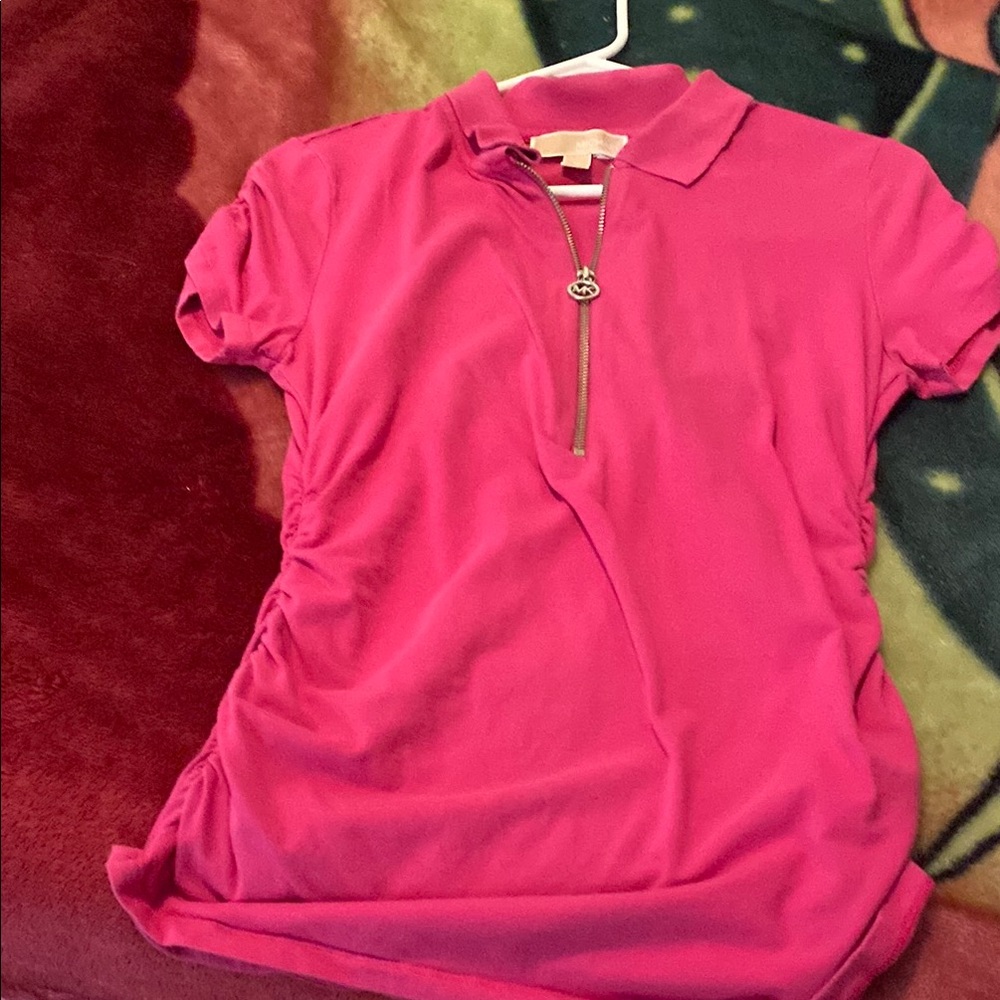 Michael Kors Fuchsia Short Sleeve Top with Zipper